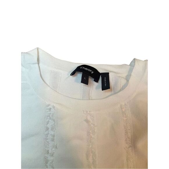 Theory Women's Fringe Shell Tank Top White Size Large Sleeveless - Picture 3 of 7